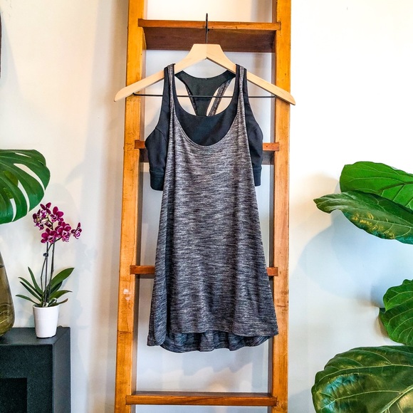 Lululemon Black And Grey Twist Tank/Bra Combo! - Picture 1 of 5